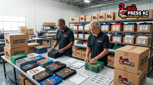 Bulk custom t-shirt packaging and delivery service in Kansas City Missouri warehouse