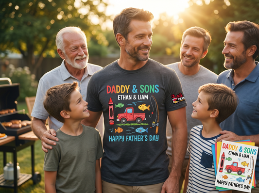 Kansas City Missouri Father's Day custom DTF transfer shirt printing by HotPressKC for personalized apparel gifts
