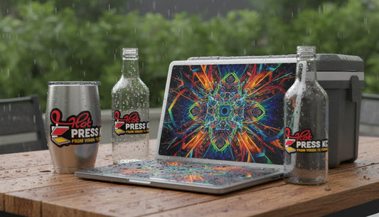 Waterproof UV DTF transfer sticker applied to tumbler, Kansas City Missouri HotPressKC print shop