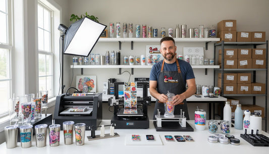 UV DTF printing setup home business Kansas City Missouri workspace custom tumbler printing process HotPressKC guide